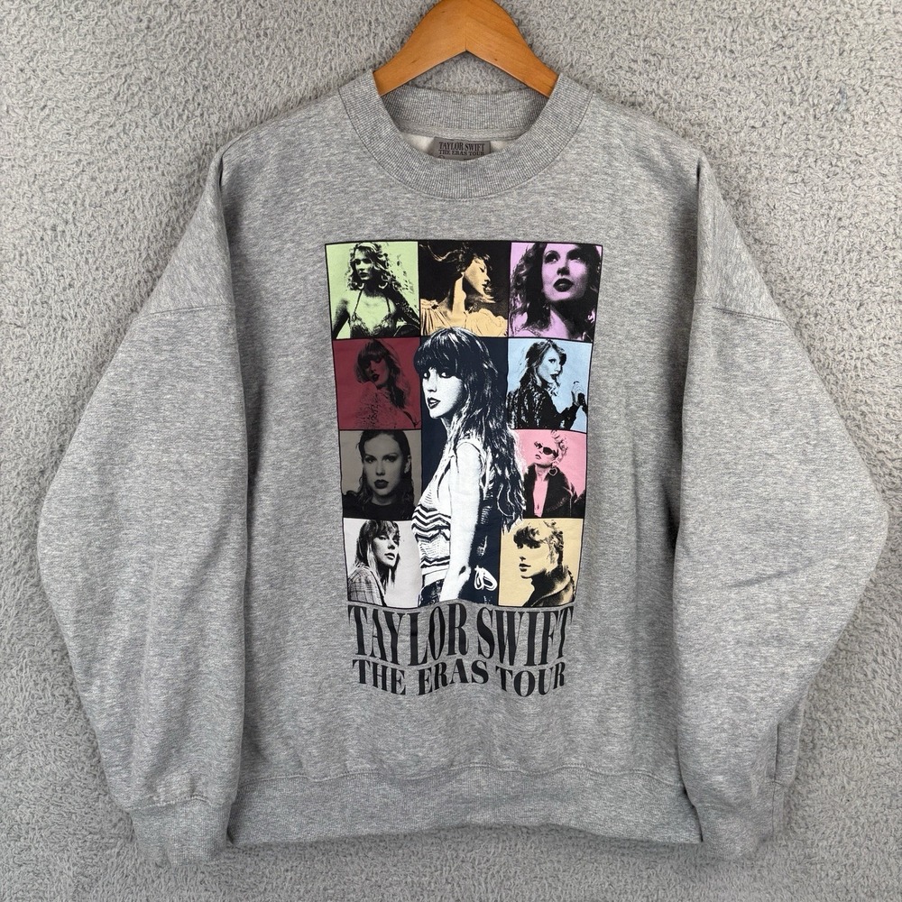 Taylor Swift The Eras Tour Sweatshirt Large Oversized‎ Gray Crewneck Graphic